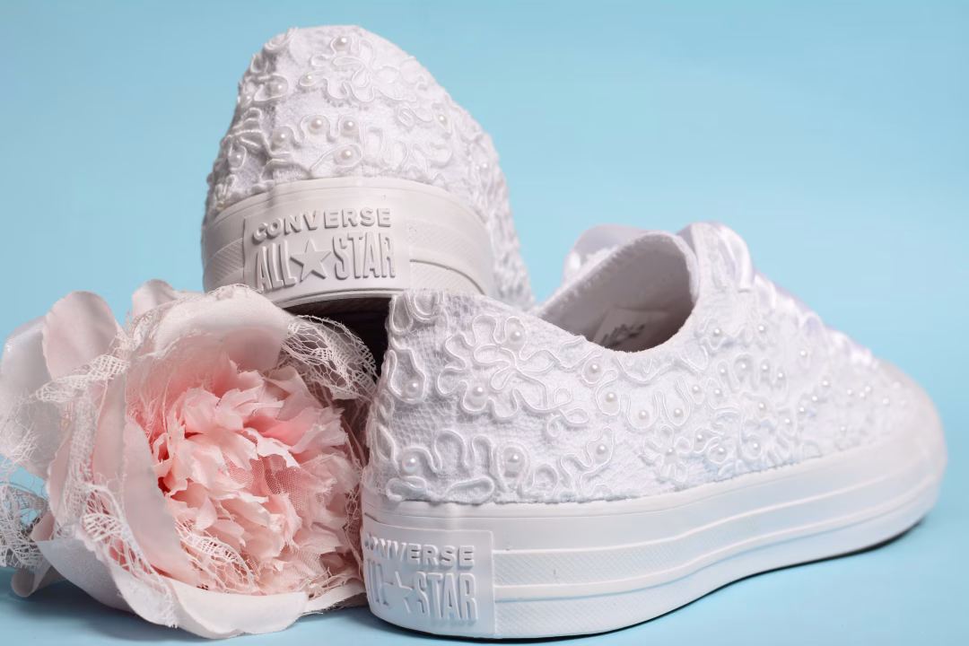 Blanc Chaussure de mariage en dentelle