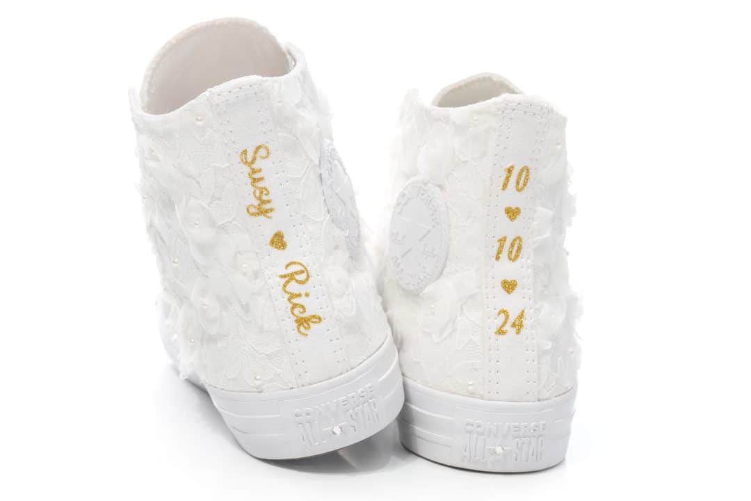 Chucks de mariée à tige haute avec fleurs 3D – Lovin Bridal