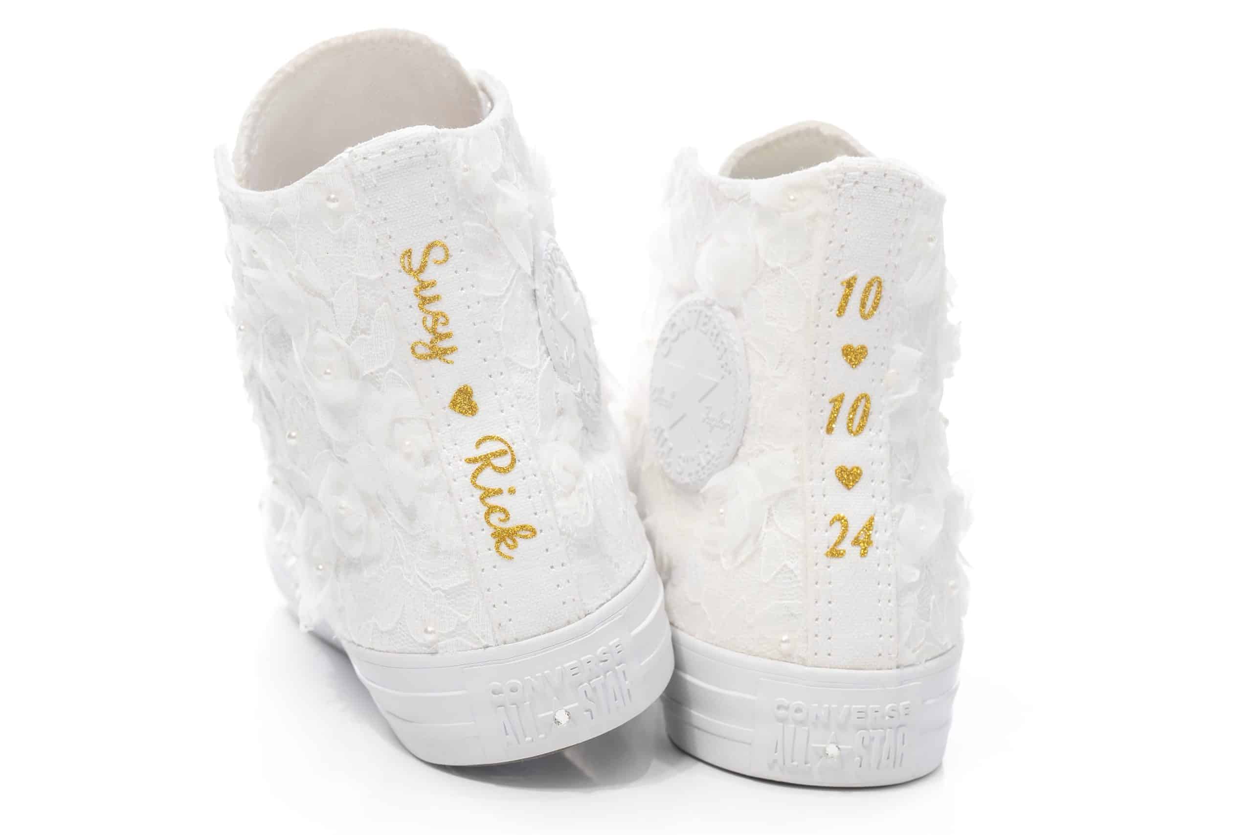 Chucks de mariée à tige haute avec fleurs 3D – Lovin Bridal