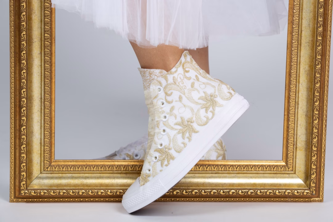 Baskets de mariage avec tulle et accents perlés