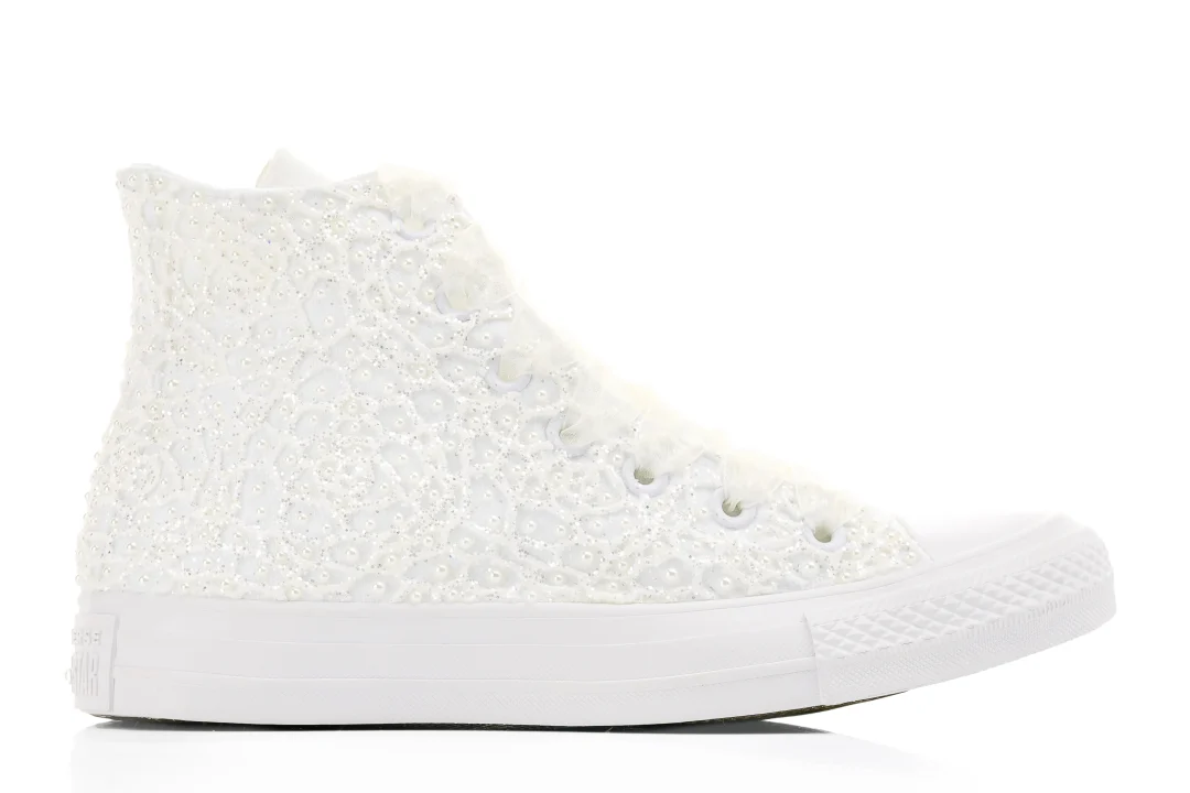 Converse de mariée, baskets montantes en dentelle de luxe – Lovin Bridal
