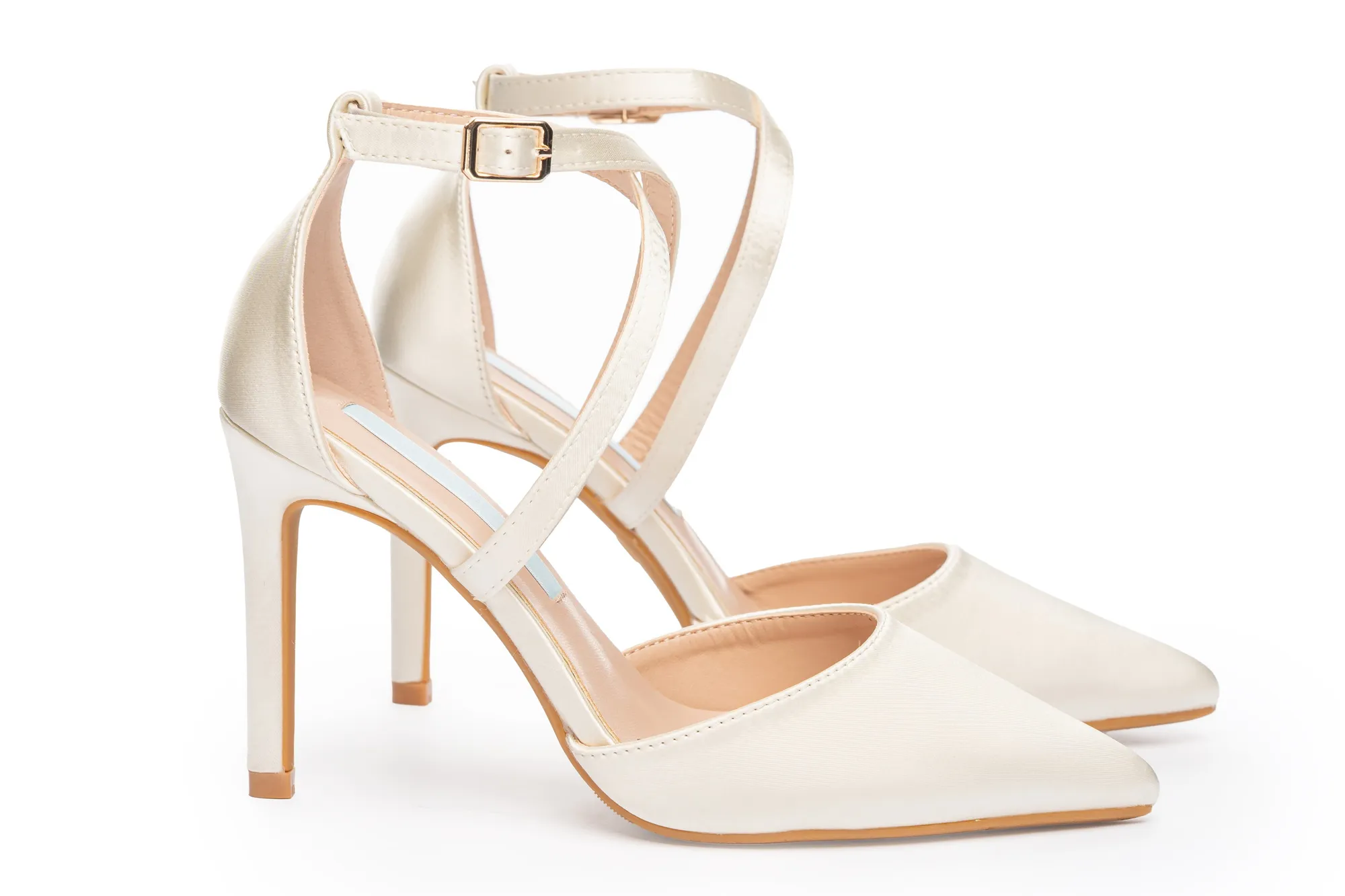 YNG08767 Stilettos de mariée de 3,5 pouces avec des brides de cheville chic et une semelle intérieure douce et rembourrée