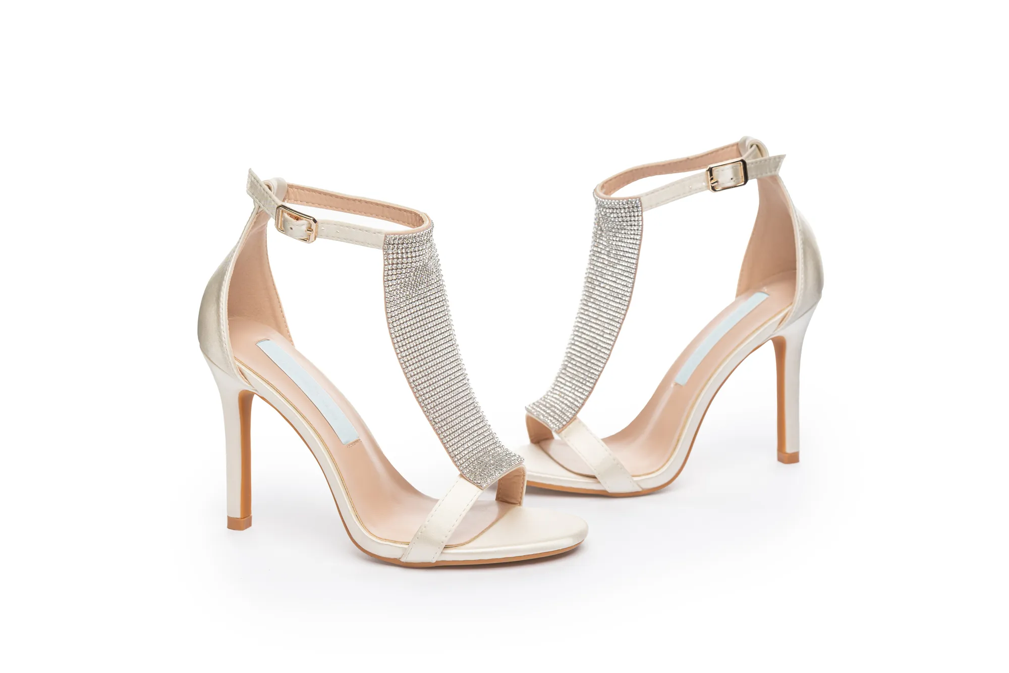 YNG08915 Talons de mariage décorés de cristaux avec bout ouvert et talon haut