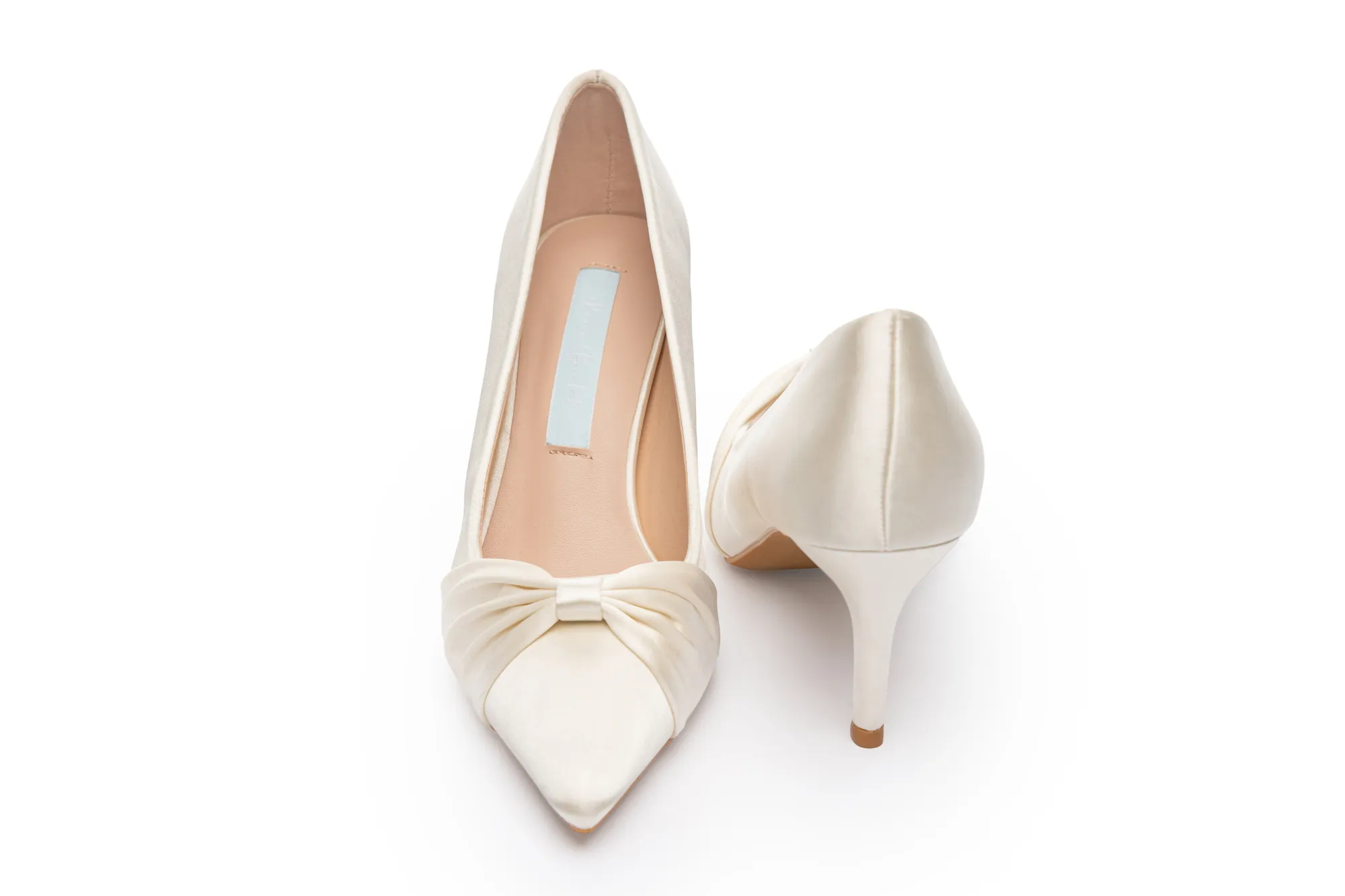 YNG08485 Pompes de mariée en satin romantiques avec talon de 7,5 cm soutenant et semelle antidérapante