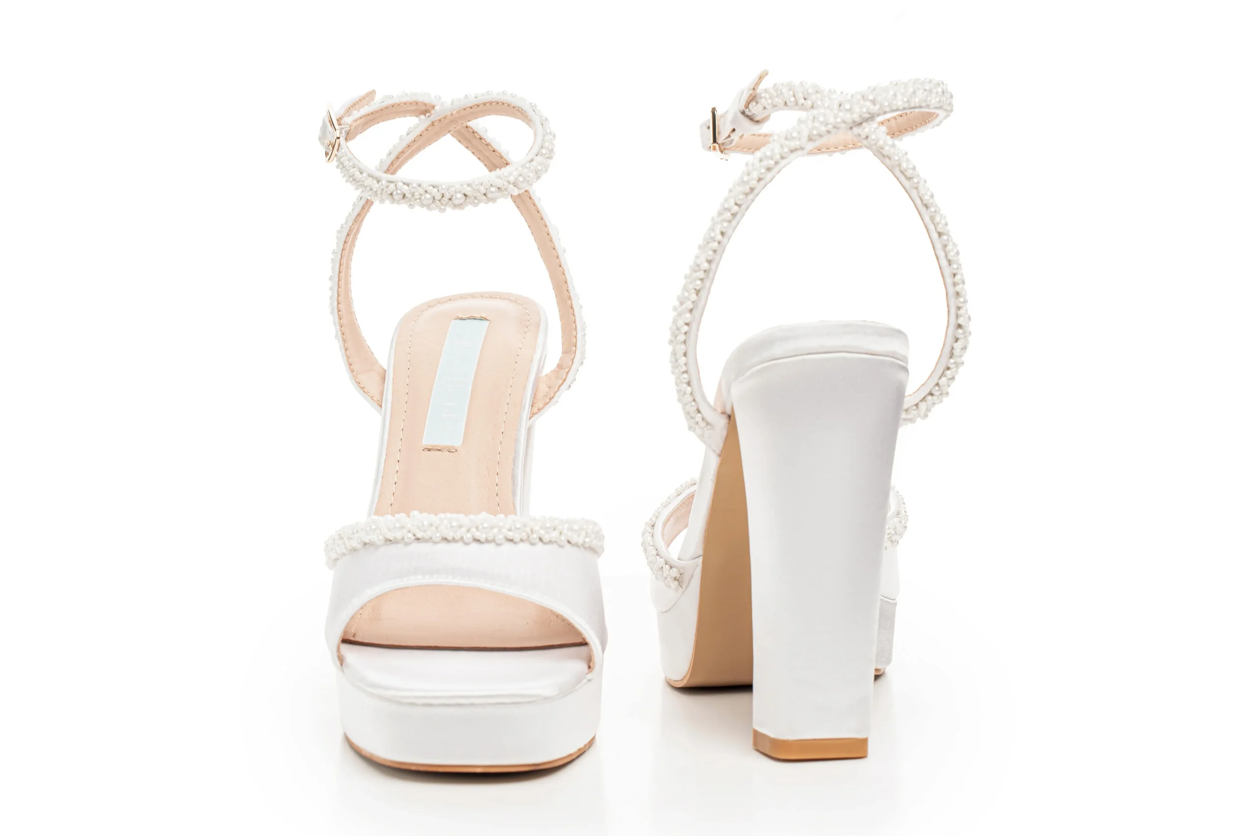 Talons de mariage à plateforme perles – Maria Talons de mariage à plateforme en perles faits main, blanc et ivoire – Lovin Bridal Maria