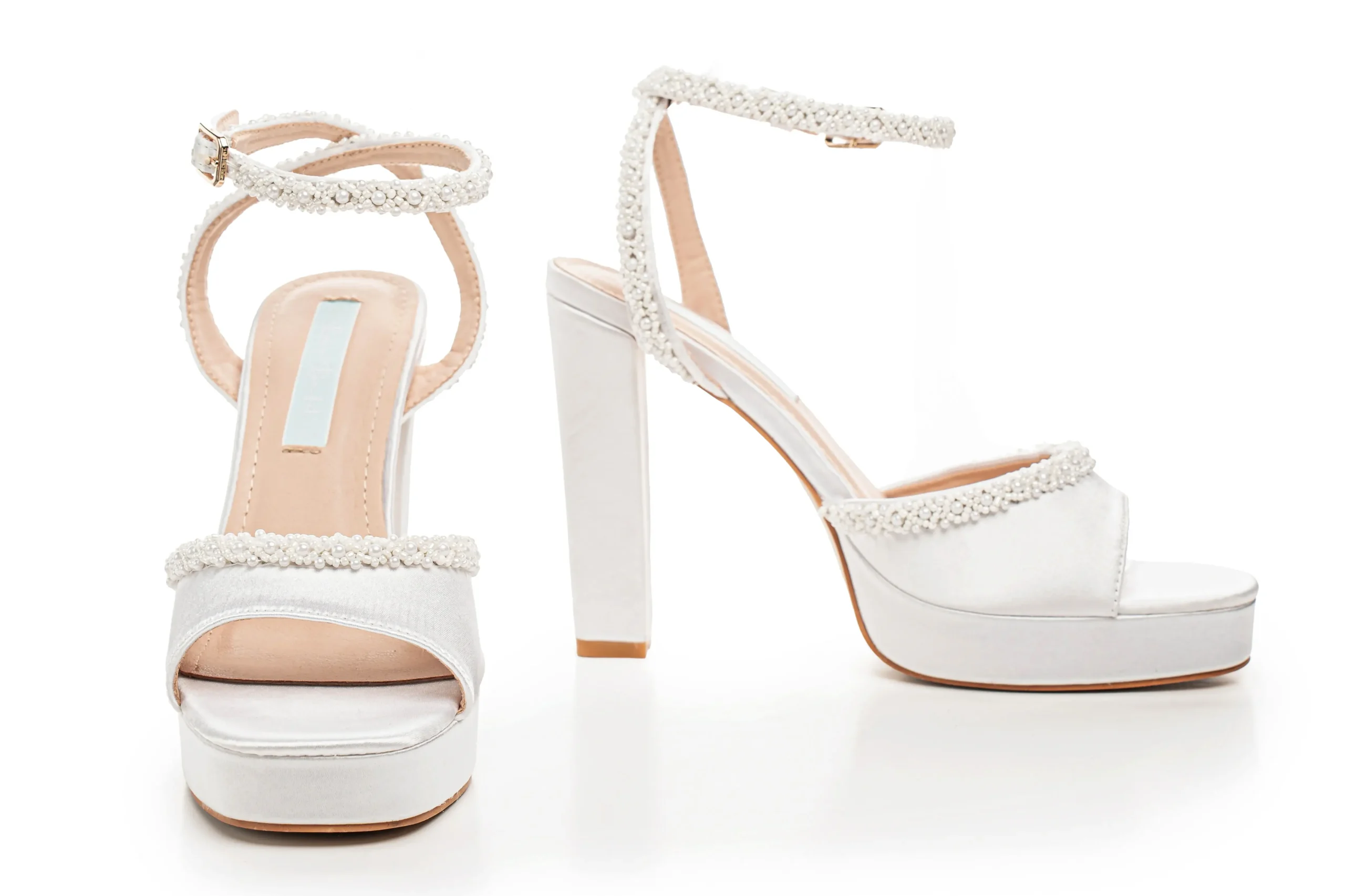 Sandales de mariée à plateforme perles – Maria Sandales de mariée à plateforme avec perles pour la mariée, blanc – Lovin Bridal Maria