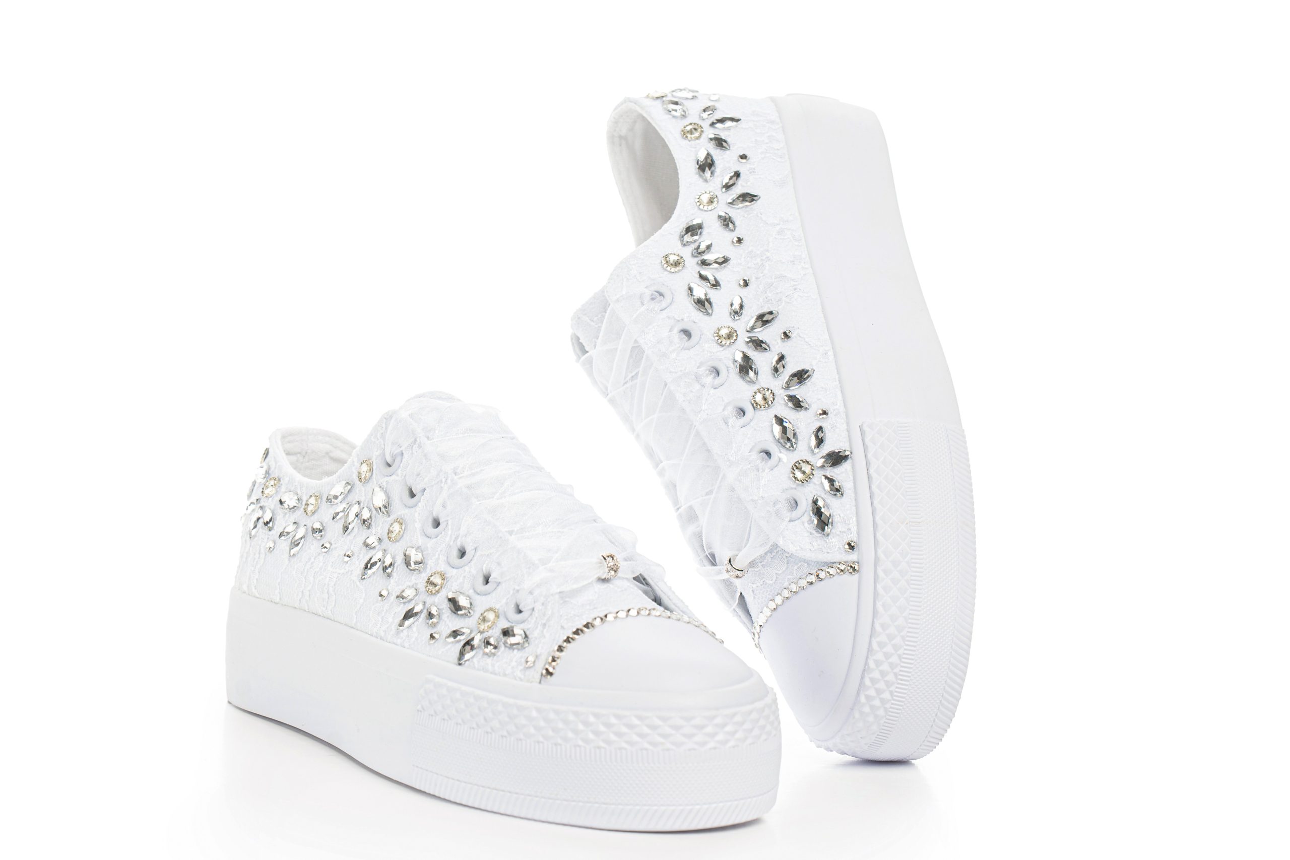Baskets de mariée en cristal – Lisa Baskets de mariée ornées de cristaux pour la mariée, blanc – Lovin Bridal Lisa