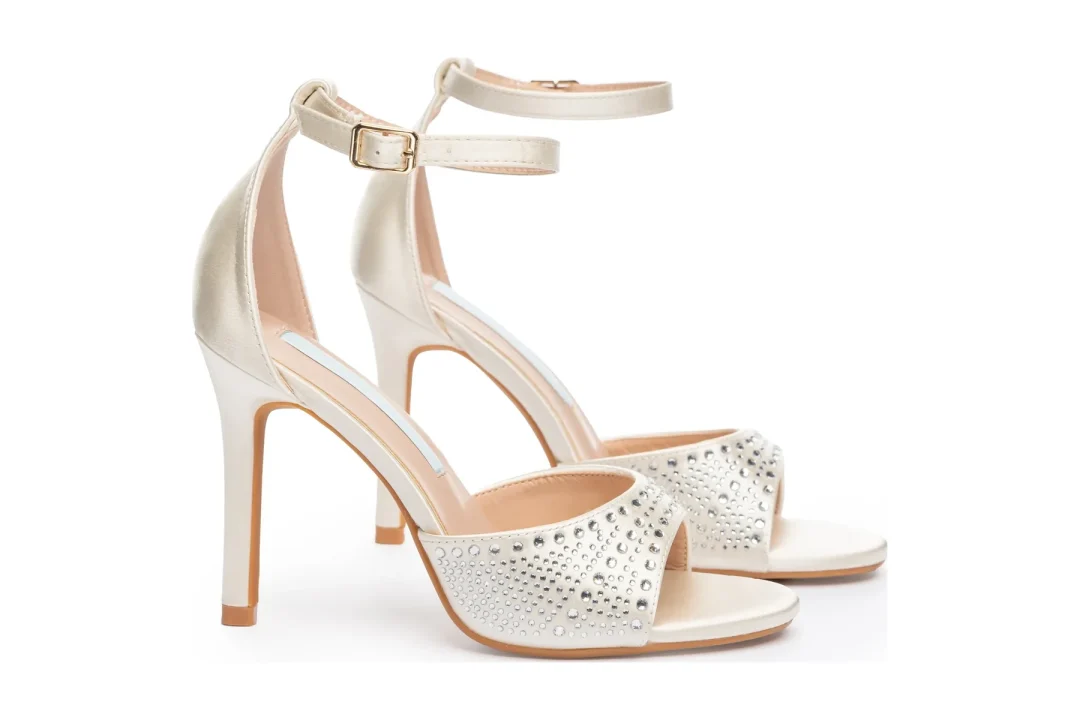 Talons de mariée en strass – Sandales de mariage à talon haut avec cristaux scintillants (10 cm/4 pouces) | Modèle Vesta de Lovin Bridal