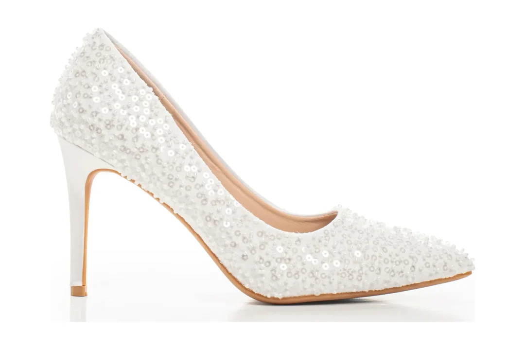 Talons de mariée à sequins avec talon de 9cm, escarpins de mariage élégants – Lovin Bridal Natalia