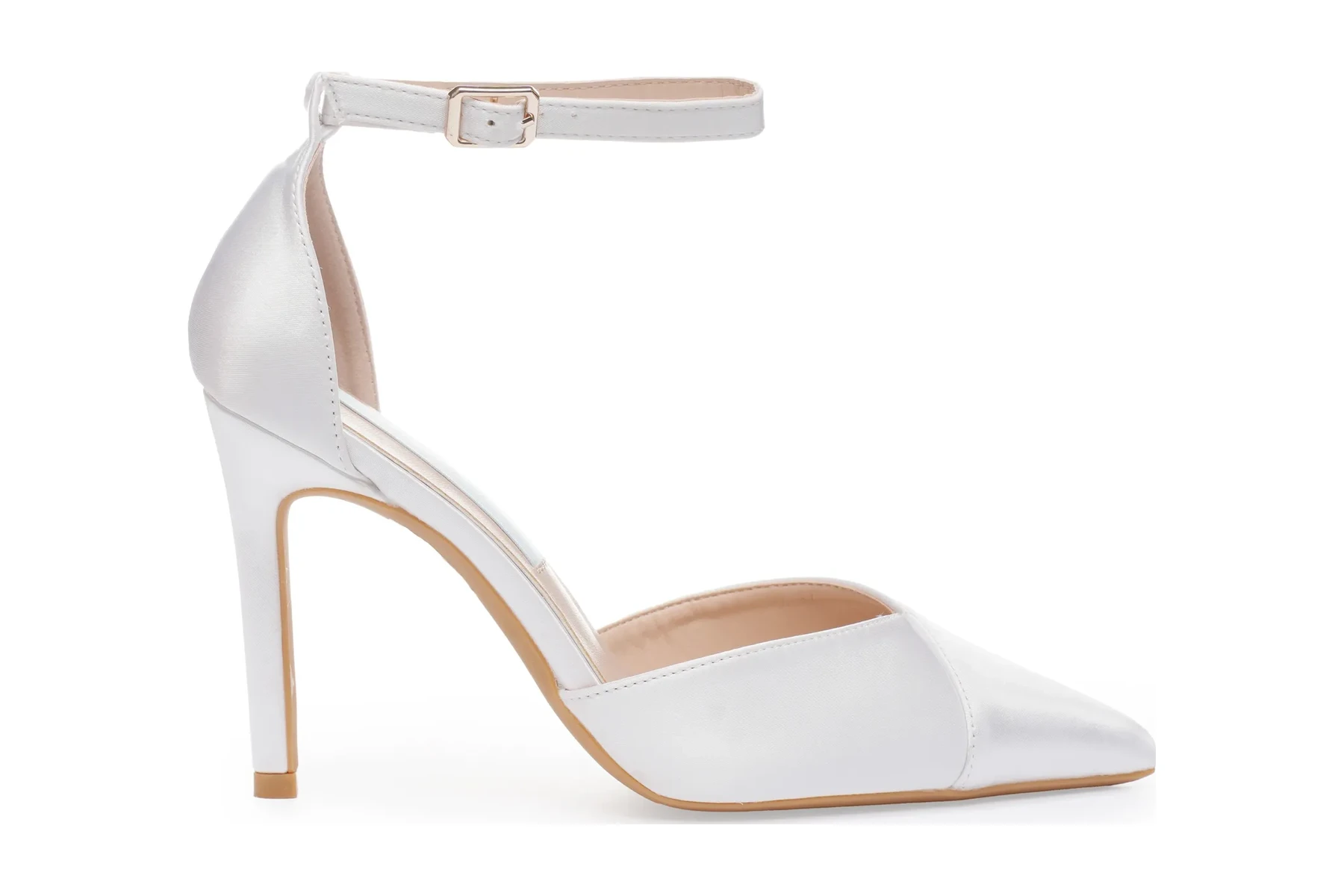 Escarpins en satin blanc pour mariée, bout pointu, talon de 10 cm – Hestia, Lovin Bridal