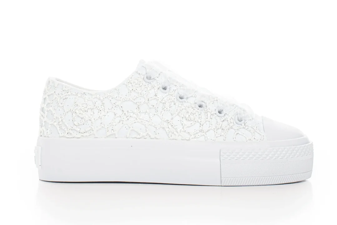 Baskets de mariée à plateforme en dentelle de Bruxelles, blanc et ivoire – Lovin Bridal Jade